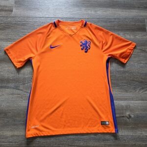 Nike Dri-Fit Men's Orange Netherlands Football Jersey Size M